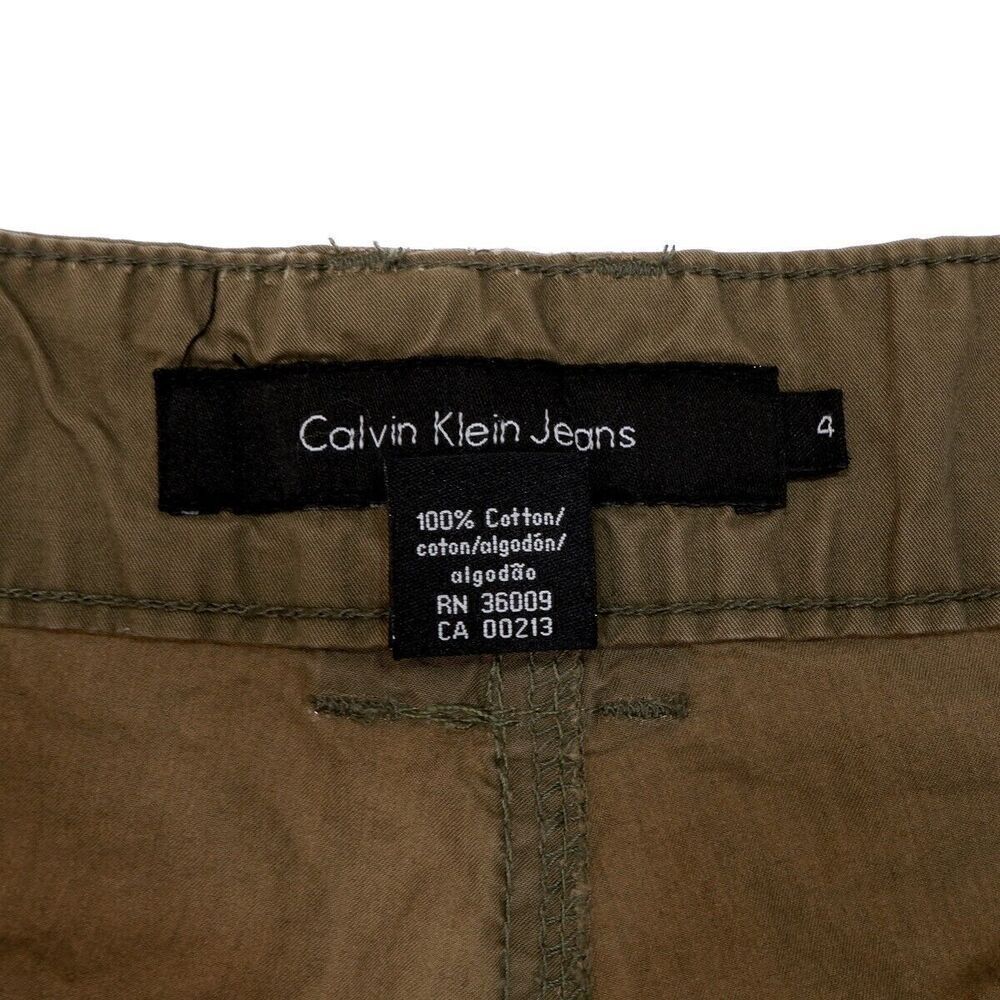 Calvin Klein Roll Cuff Crop Pants Size 4 Womens Olive Lightweight Cotton 30 x 19 - Picture 7 of 10